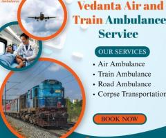 Vedanta Train Ambulance  in Jammu provides a full ICU, ventilator, and defibrillator during